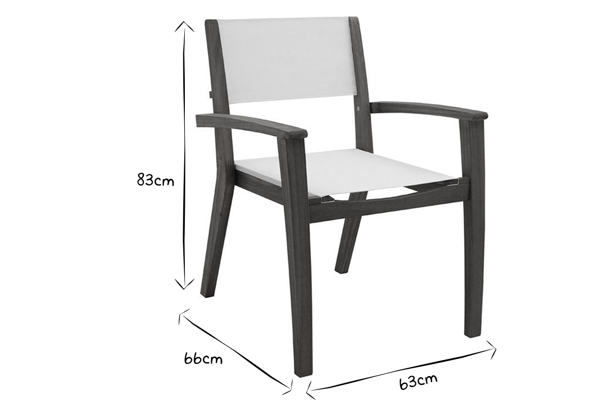 Gartensessel wei und massives Akazienholz (2er-Set) ASTERA