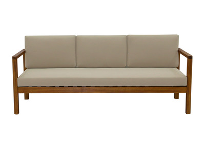 Gartensofa 3-Sitzer Massivholz und abziehbare Kissen in Taupe B190 cm AKIS