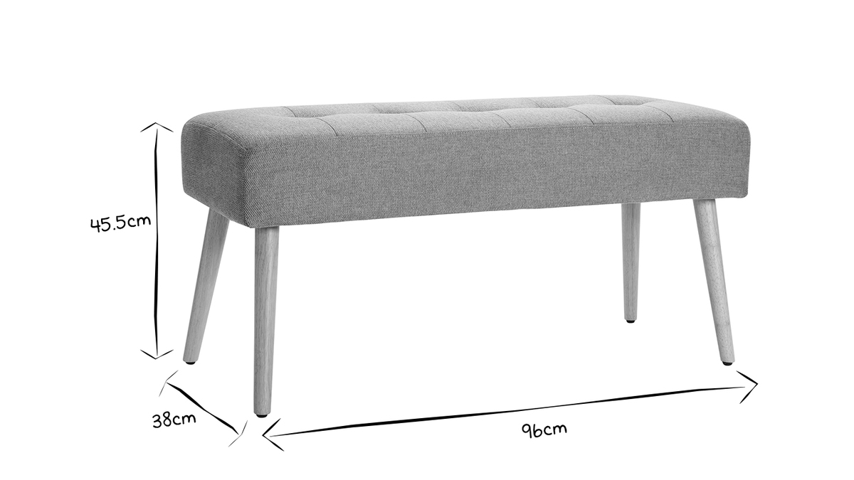 Gepolsterte Bank aus terracottafarbenem Stoff mit Samteffekt und hellem Holz B95 cm GUESTA