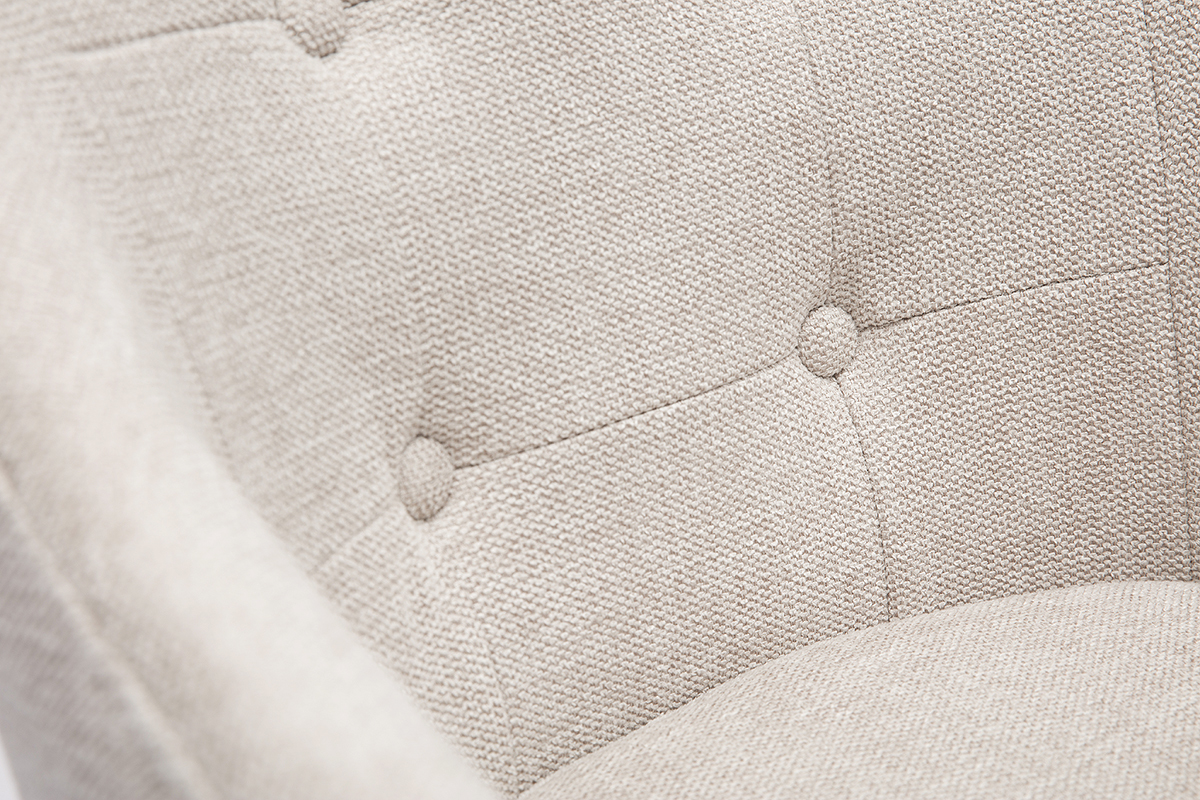 Gepolsterter B�rostuhl mit Rollen aus strukturiertem Samteffektgewebe in Beige und Schwarzem Metall BALTIK