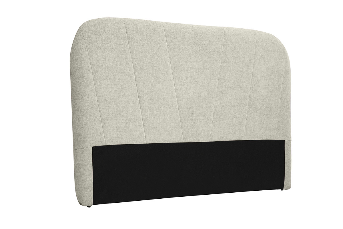 Polsterkopfteil mit beigefarbenem, strukturiertem Samteffekt, 3/4-Ansicht, 169 cm, modernes Design mit abgerundeten Kanten.