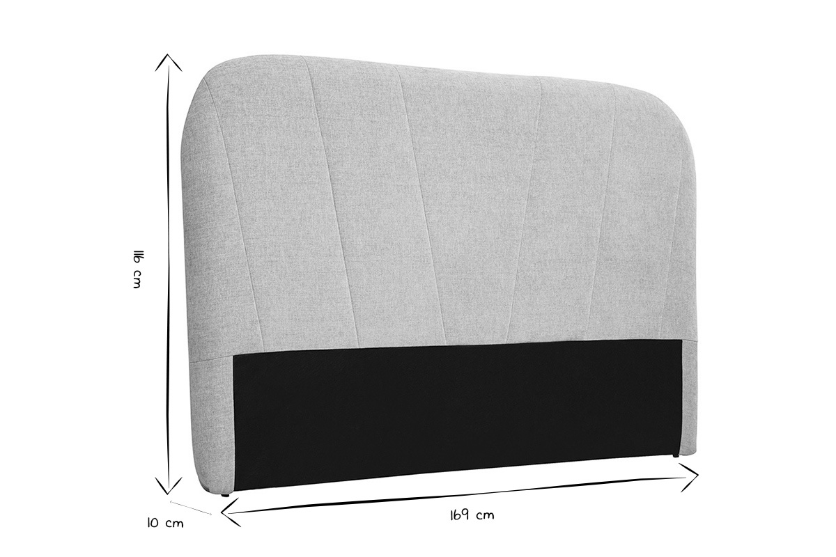 Gepolstertes Kopfteil aus Stoff mit strukturierter Samtoptik in Beige, Ma�e: B169 cm, H116 cm, T10 cm, in Schwarz und Wei�.