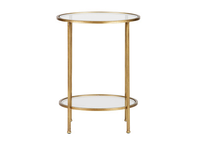 Goldfarbener Messingbeistelltisch mit zwei Ablagen PYOU