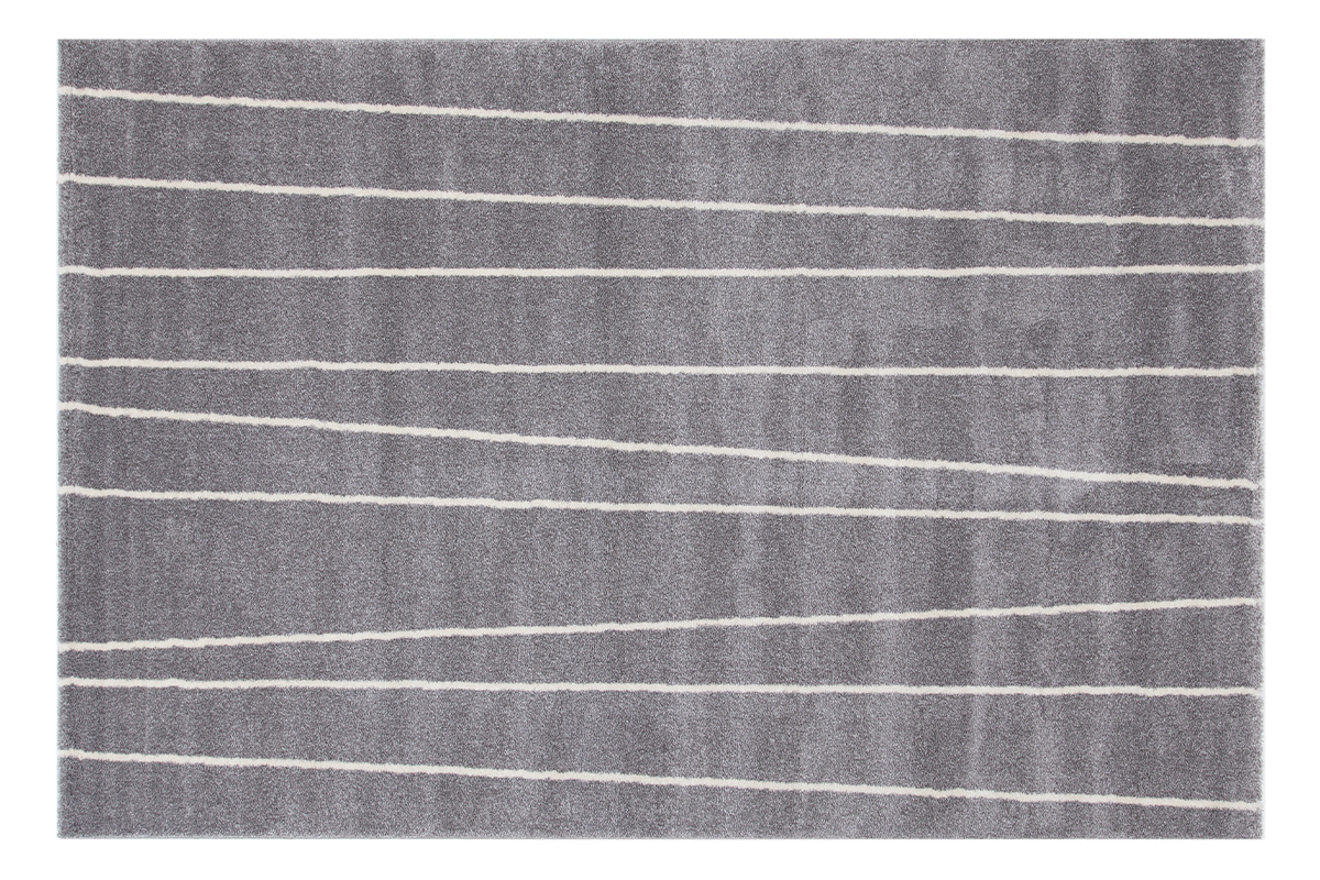 Grau-wei gestreifter Teppich 160 x 230 cm LINE