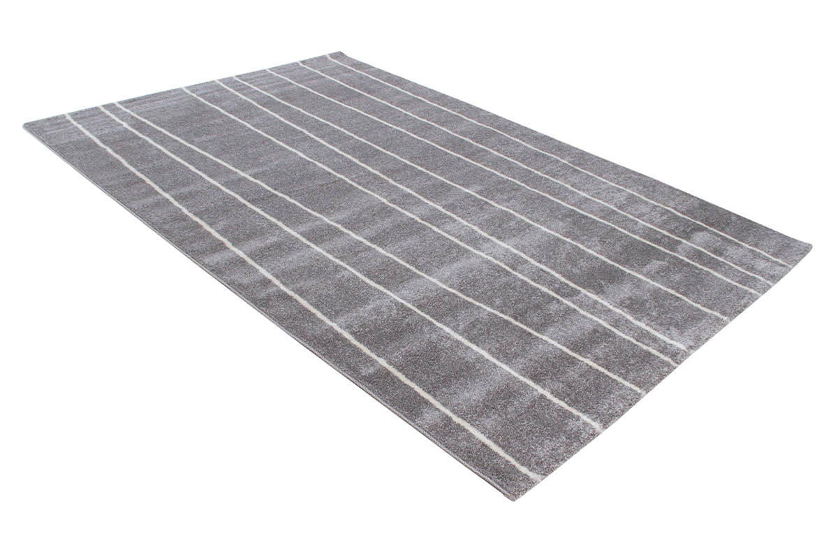 Grau-wei gestreifter Teppich 160 x 230 cm LINE