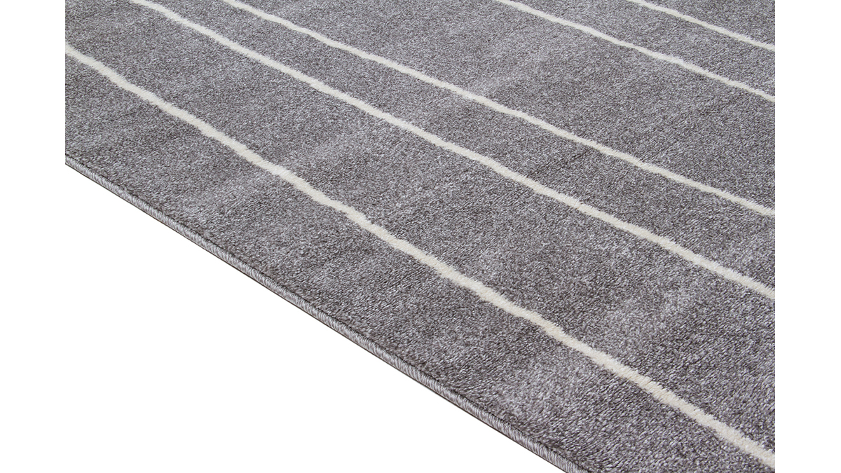 Grau-weiß gestreifter Teppich 160 x 230 cm LINE