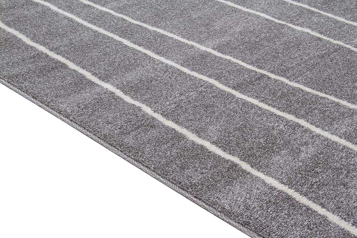 Grau-wei gestreifter Teppich 160 x 230 cm LINE