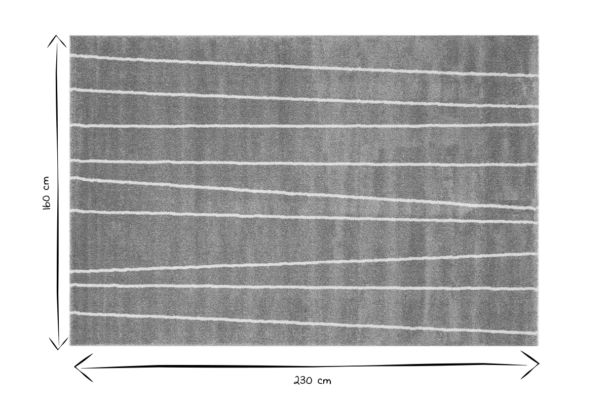 Grau-wei gestreifter Teppich 160 x 230 cm LINE