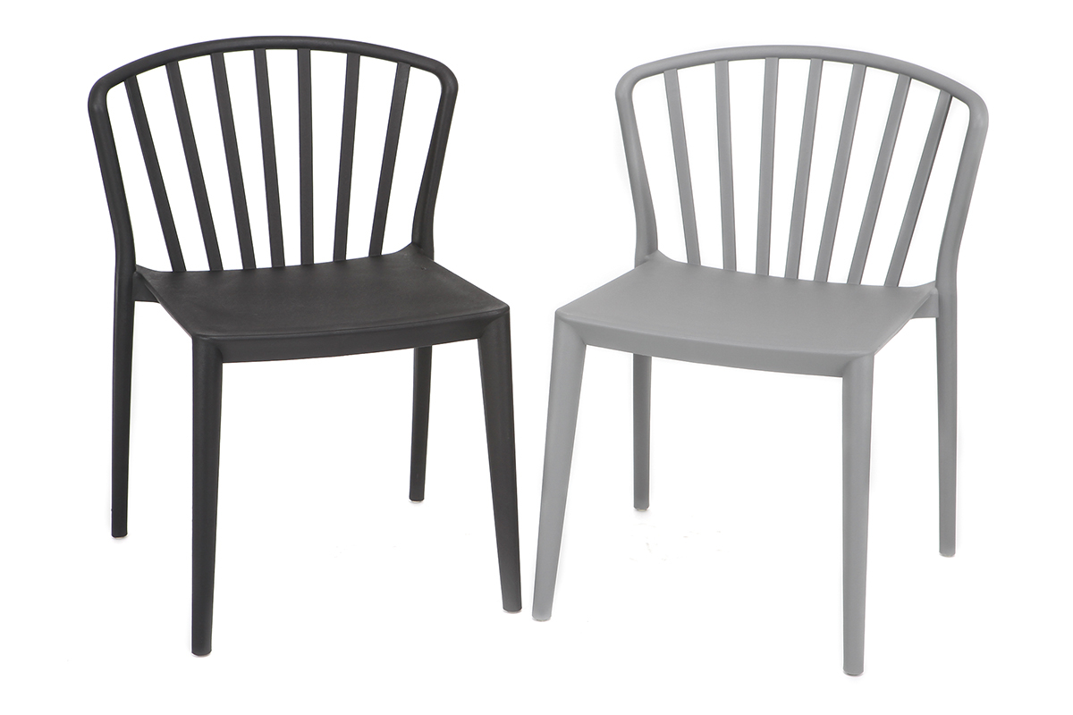Graue Design-Sthle stapelbar innen/auen ? 2er-Set PATIO