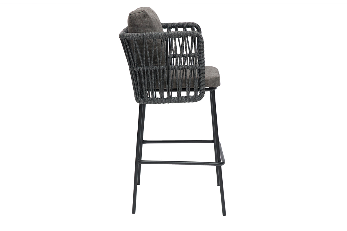 Graue geflochtene Barhocker fr den Auenbereich 76 cm (2er-Satz) NALA