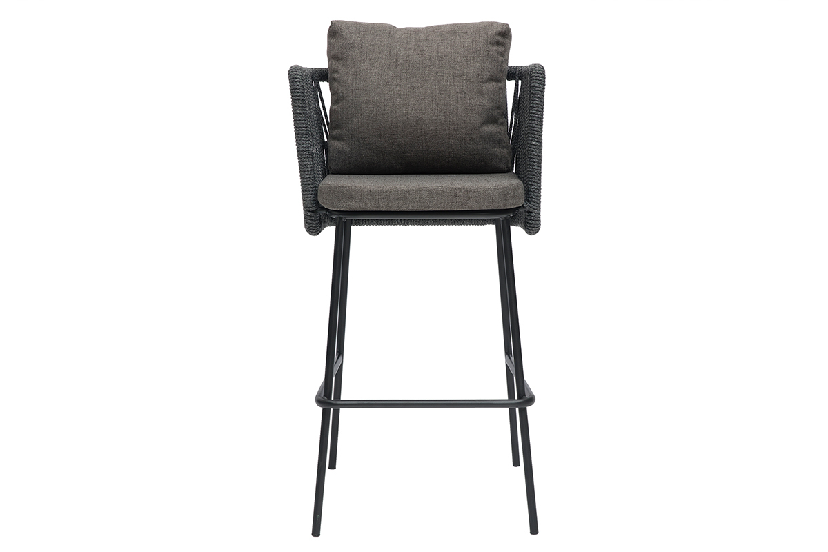 Graue geflochtene Barhocker fr den Auenbereich 76 cm (2er-Satz) NALA