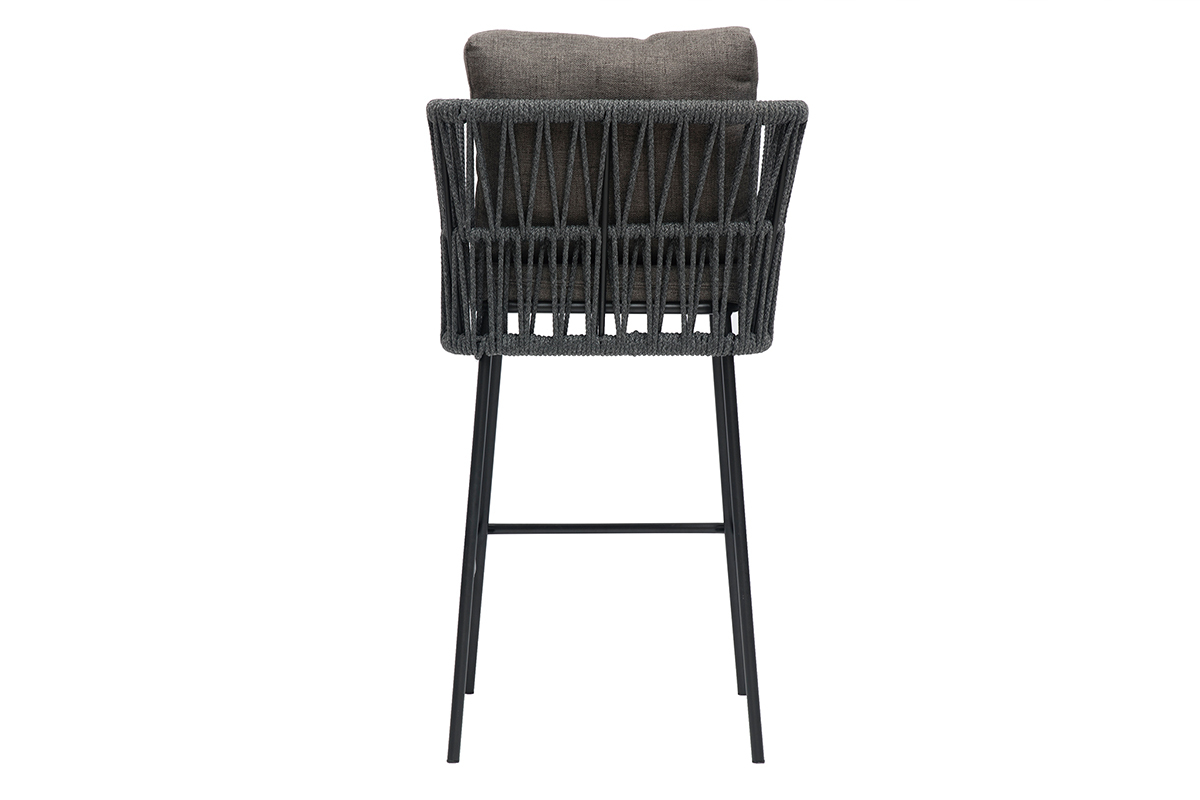 Graue geflochtene Barhocker fr den Auenbereich 76 cm (2er-Satz) NALA