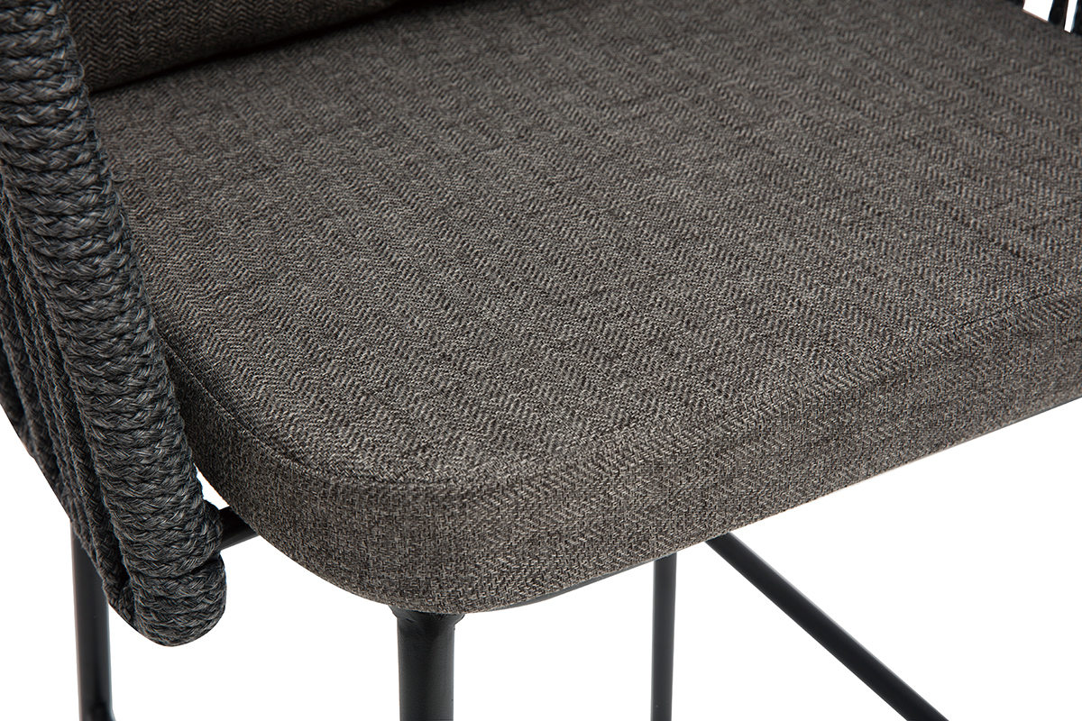 Graue geflochtene Barhocker fr den Auenbereich 76 cm (2er-Satz) NALA