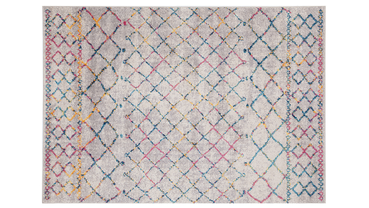 Grauer und mehrfarbiger Teppich im Berberstil 200 x 300 cm CIELO