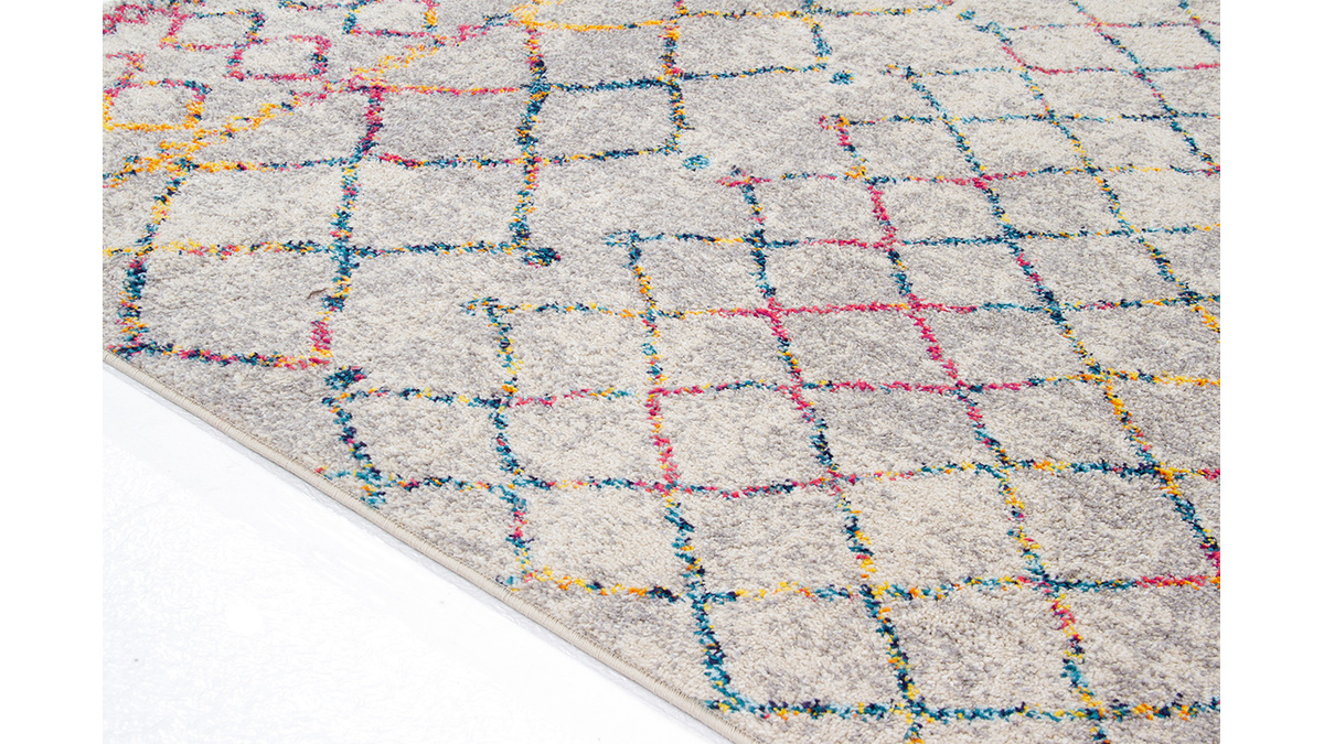 Grauer und mehrfarbiger Teppich im Berberstil 200 x 300 cm CIELO