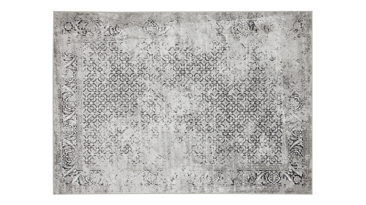 Grauer Used-Effekt-Teppich aus Viskose L160 x B230 cm PETRA