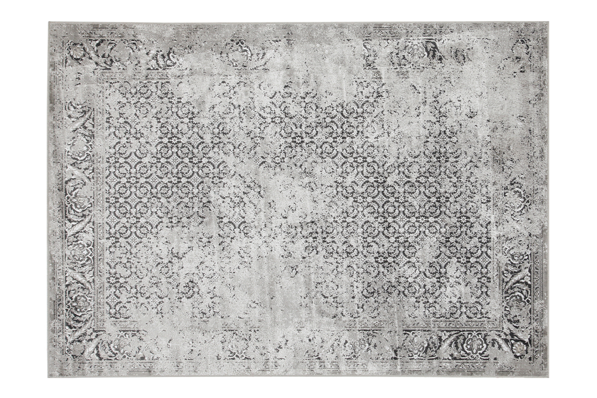 Grauer Used-Effekt-Teppich aus Viskose L160 x B230 cm PETRA