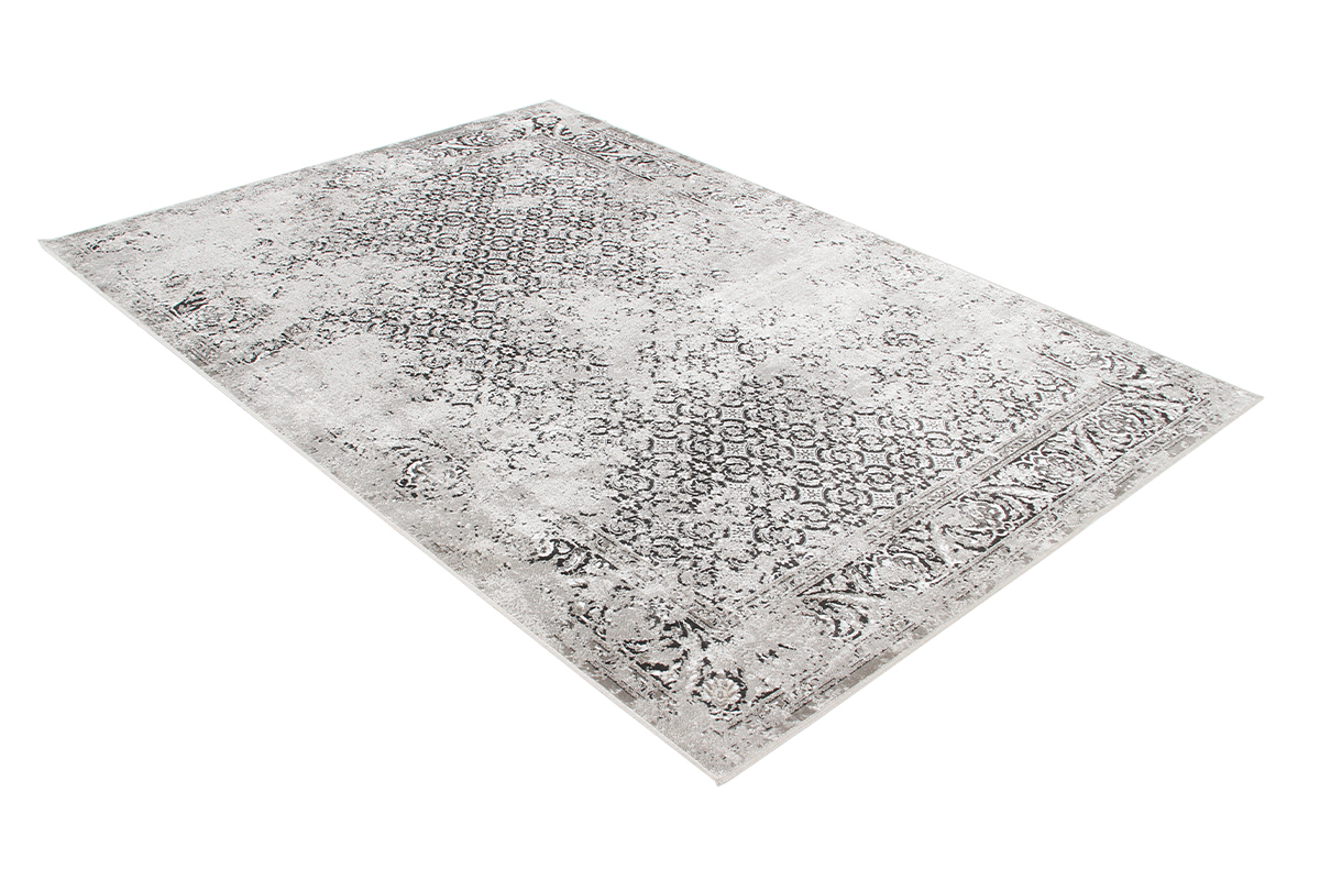 Grauer Used-Effekt-Teppich aus Viskose L160 x B230 cm PETRA