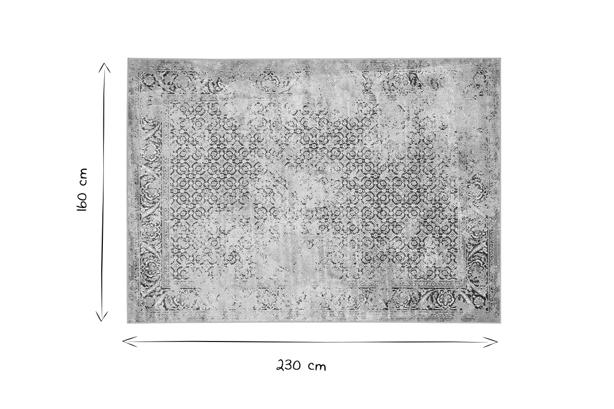 Grauer Used-Effekt-Teppich aus Viskose L160 x B230 cm PETRA