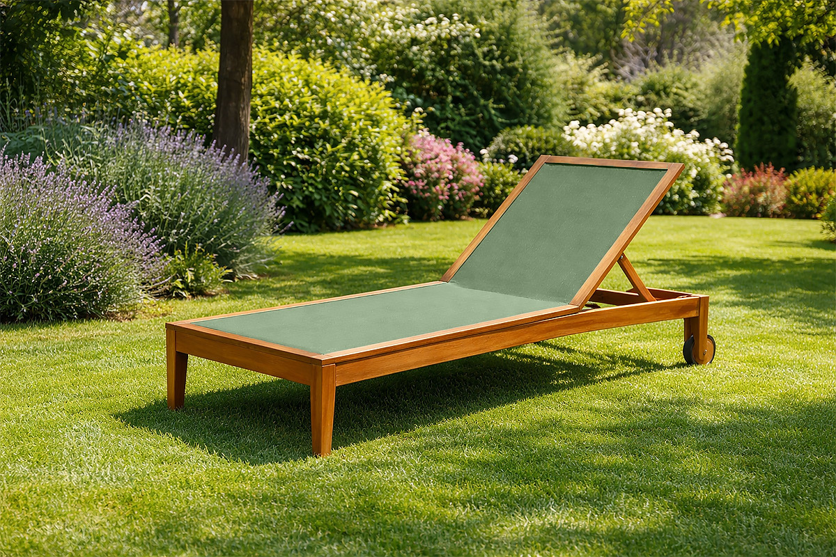 Gr�ne Khaki Sonnenliege und Massivholz NAVEEN