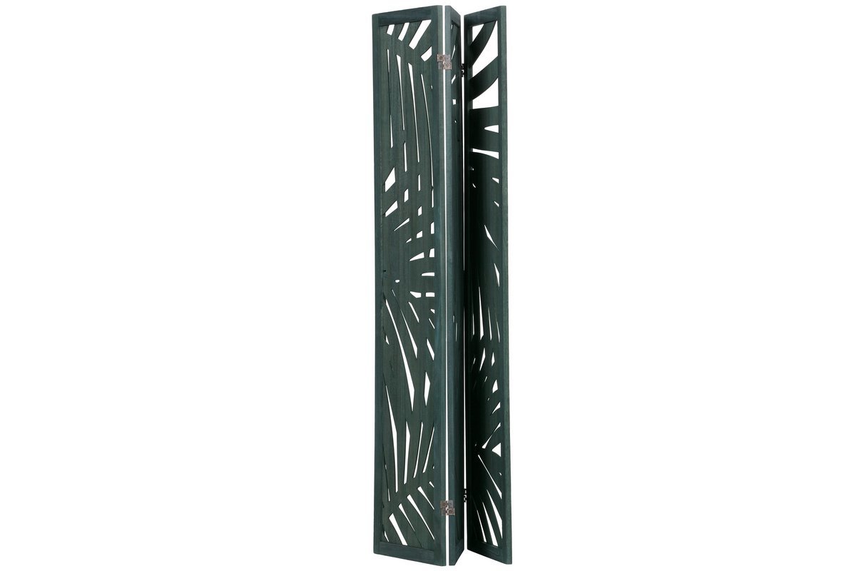 Grner Paravent aus Holz mit Pflanzenmotiven H170 cm HILO