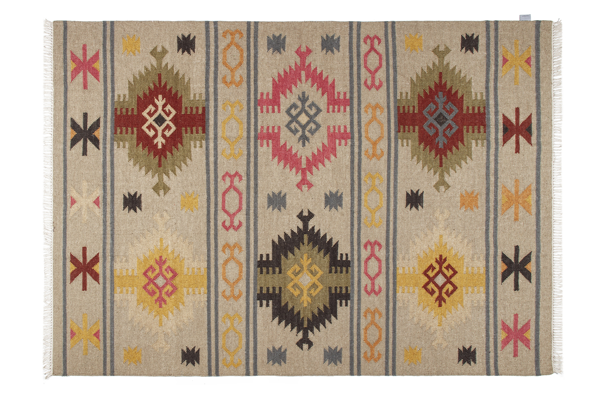 Handgewebter Kelim-Teppich 160 x 230 cm Wolle-Baumwolle SAUK