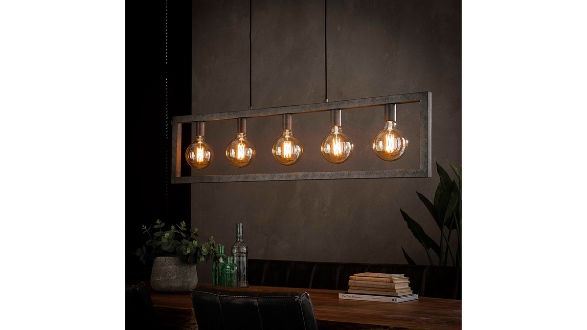 Hngelampe im Industrial Style altsilber 5 Leuchten LIDO