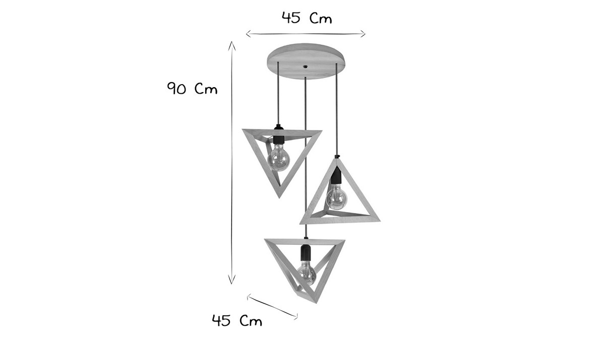 Hngelampe mit Holzpyramide 3 DUNE-Lampen