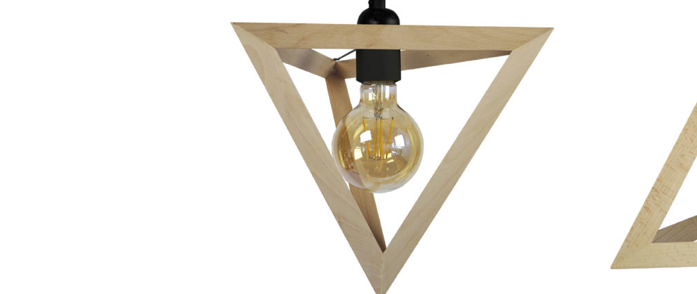 Hängelampe mit Holzpyramide 3 DUNE-Lampen