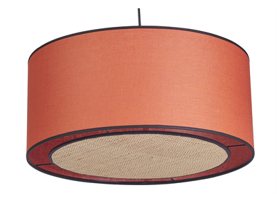 Hängeleuchte aus rötlichem Leinen und Bast D 50 cm TRAVES