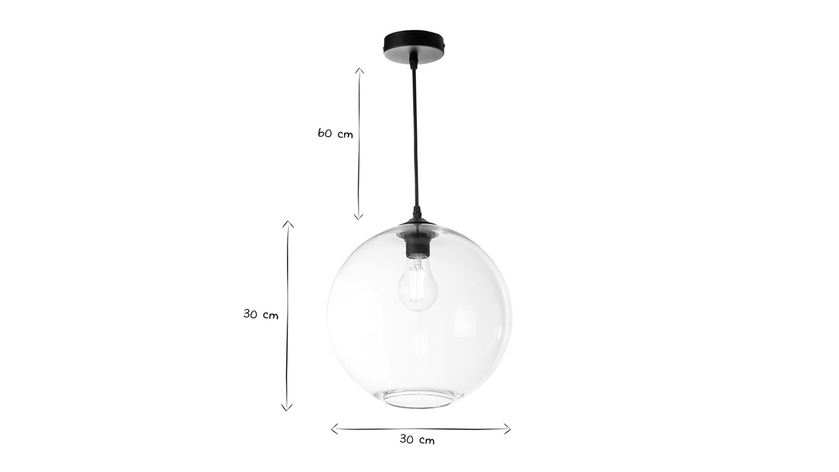 Hngeleuchte aus transparentem Glas Durchmesser 30 cm DUNA