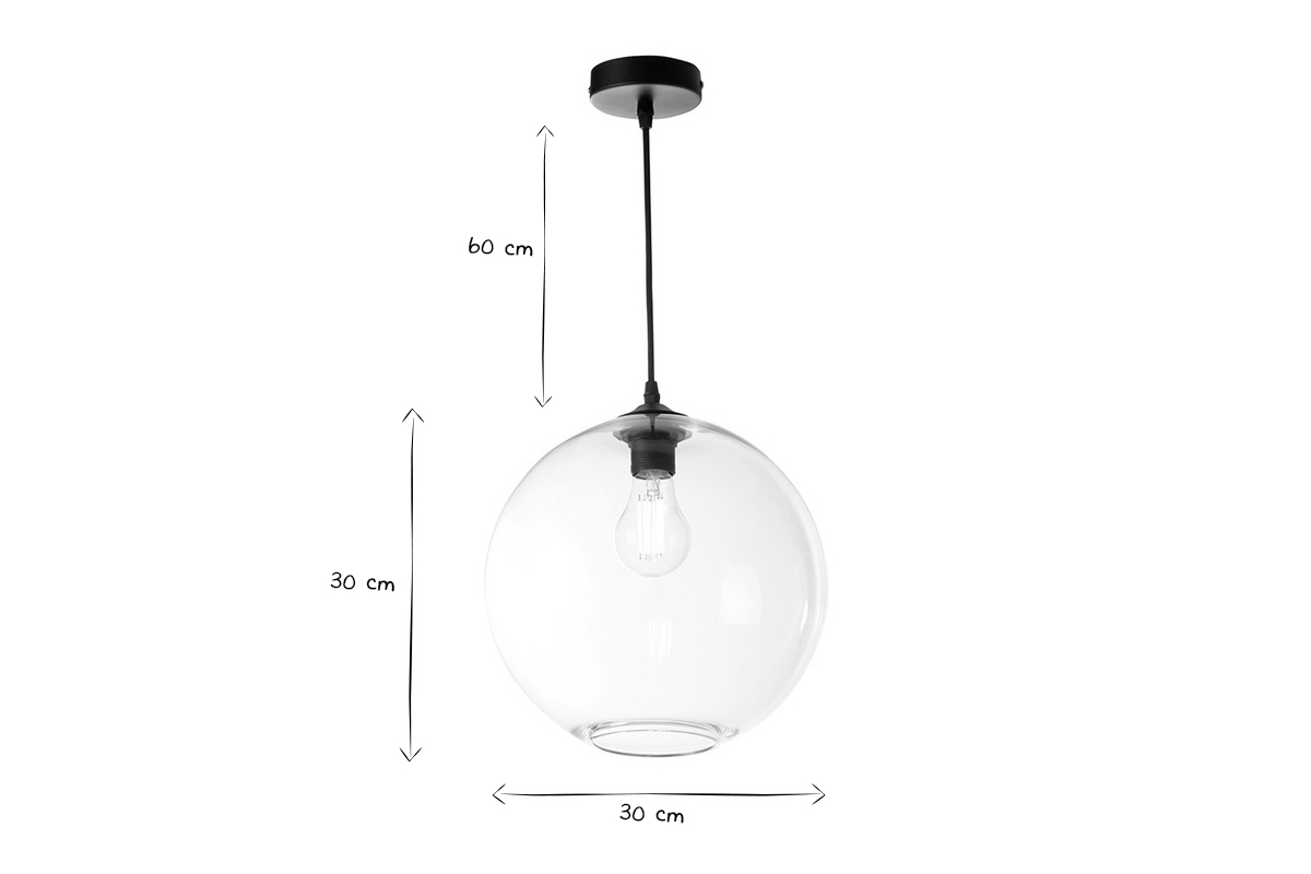 Hngeleuchte aus transparentem Glas Durchmesser 30 cm DUNA