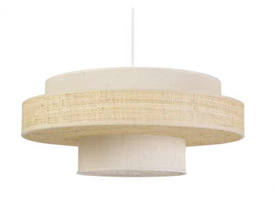 Hängeleuchte aus weißem Jutestoff und natürlicher Rattan D50 WAKI