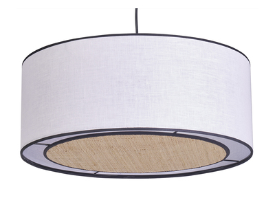 Hängeleuchte aus weißem Leinen und Bast D 50 cm TRAVES