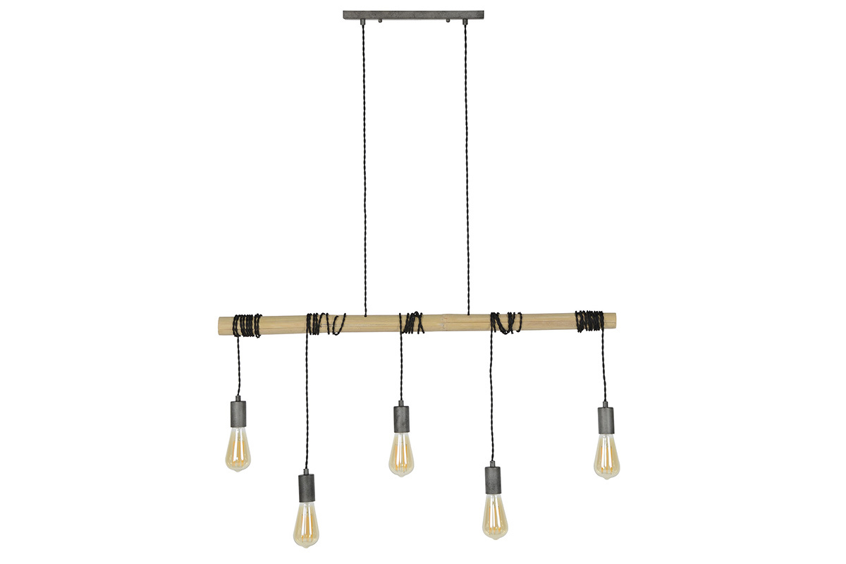 Hngeleuchte im Industrie-Look 5 Leuchten Bambus LUCE