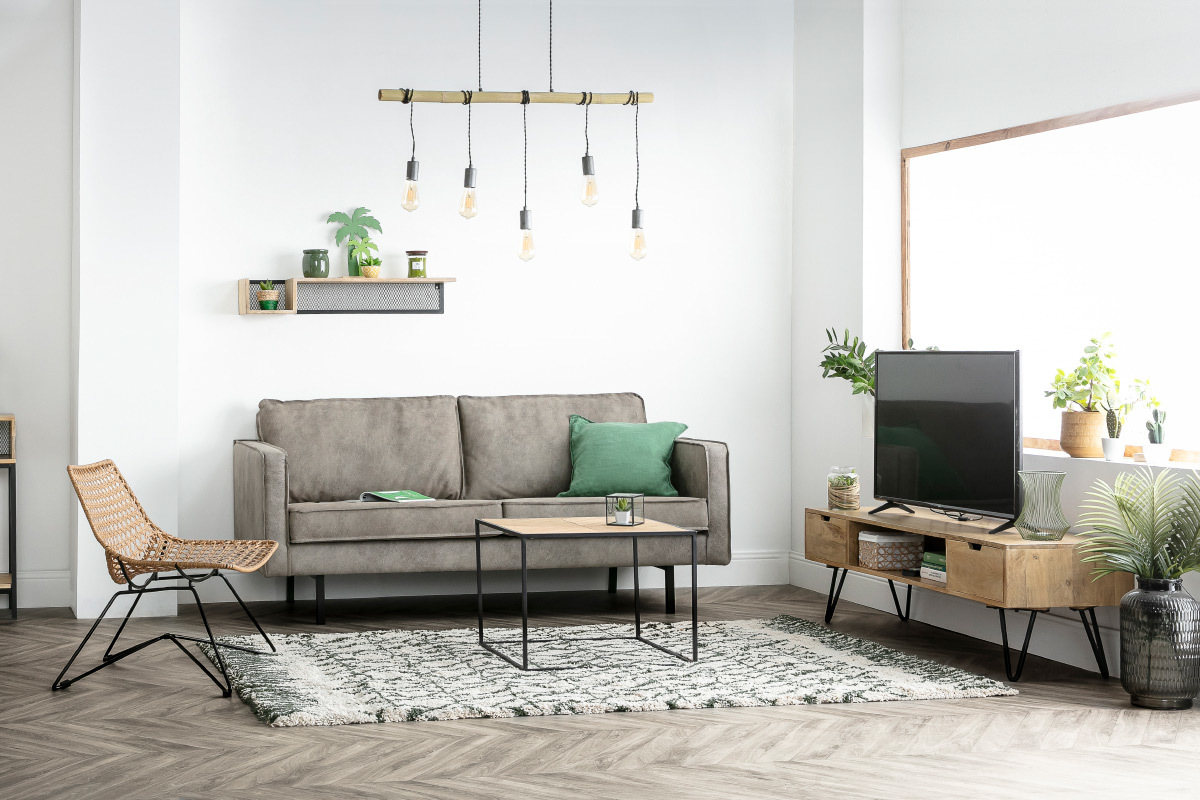 Hngeleuchte im Industrie-Look 5 Leuchten Bambus LUCE