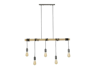 Hängeleuchte im Industrie-Look 5 Leuchten Bambus LUCE - Hängeleuchte im Industrie-Look 5 Leuchten Bambus LUCE