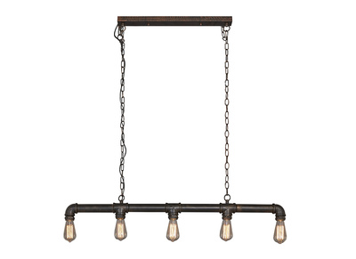 Hängeleuchte industriell 5 Lampen aus Metall schwarz SLANG - Hängeleuchte industriell 5 Lampen aus Metall schwarz SLANG