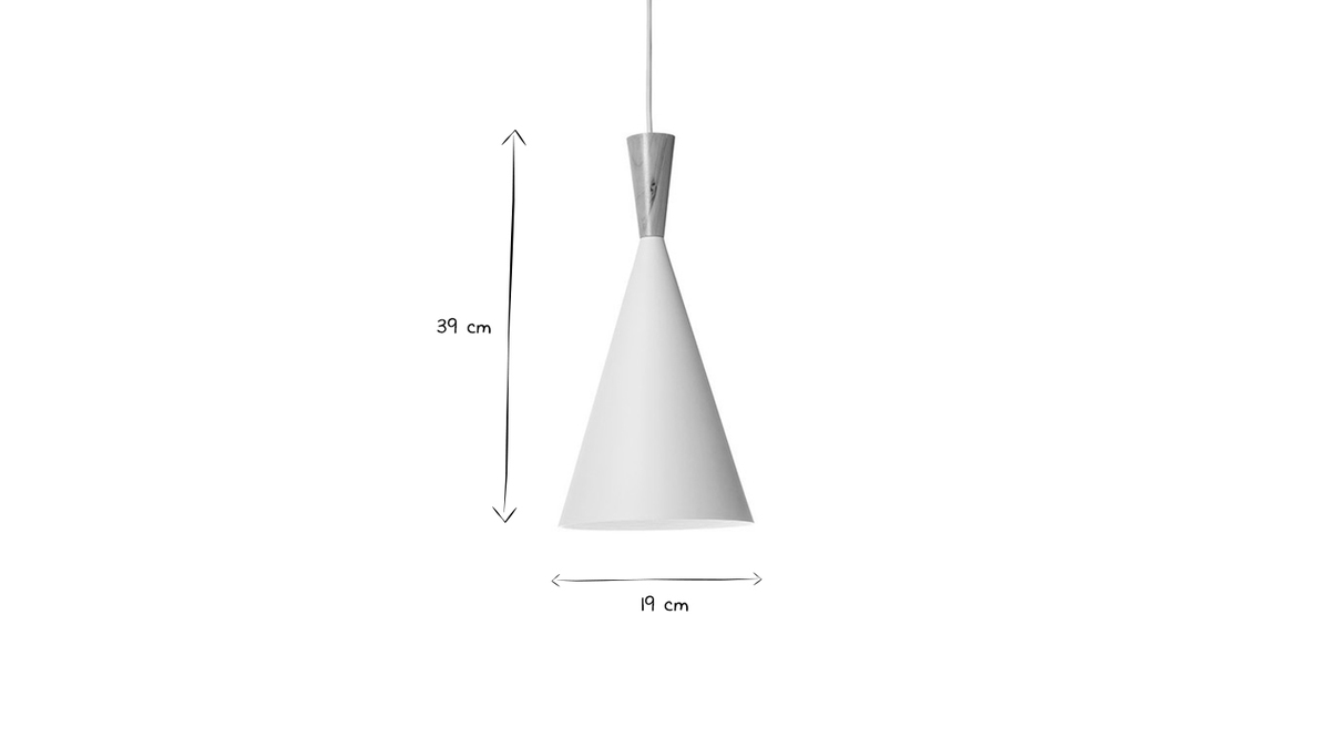 Hngeleuchte JAVA aus weiem Metall und Holz,  19 cm