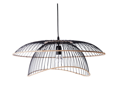 H&auml;ngeleuchte STEAM aus Metall und Rattan