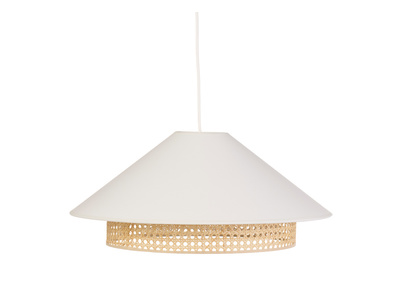 Hängende Baumwolllampe in Naturfarben mit Naturrattangeflecht D50 cm HAIKO