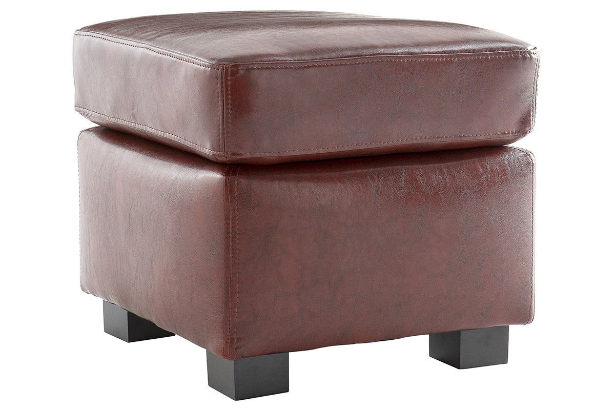 Hellbrauner Sitzpuff/Fu�-St�tze Club - B�ffelleder