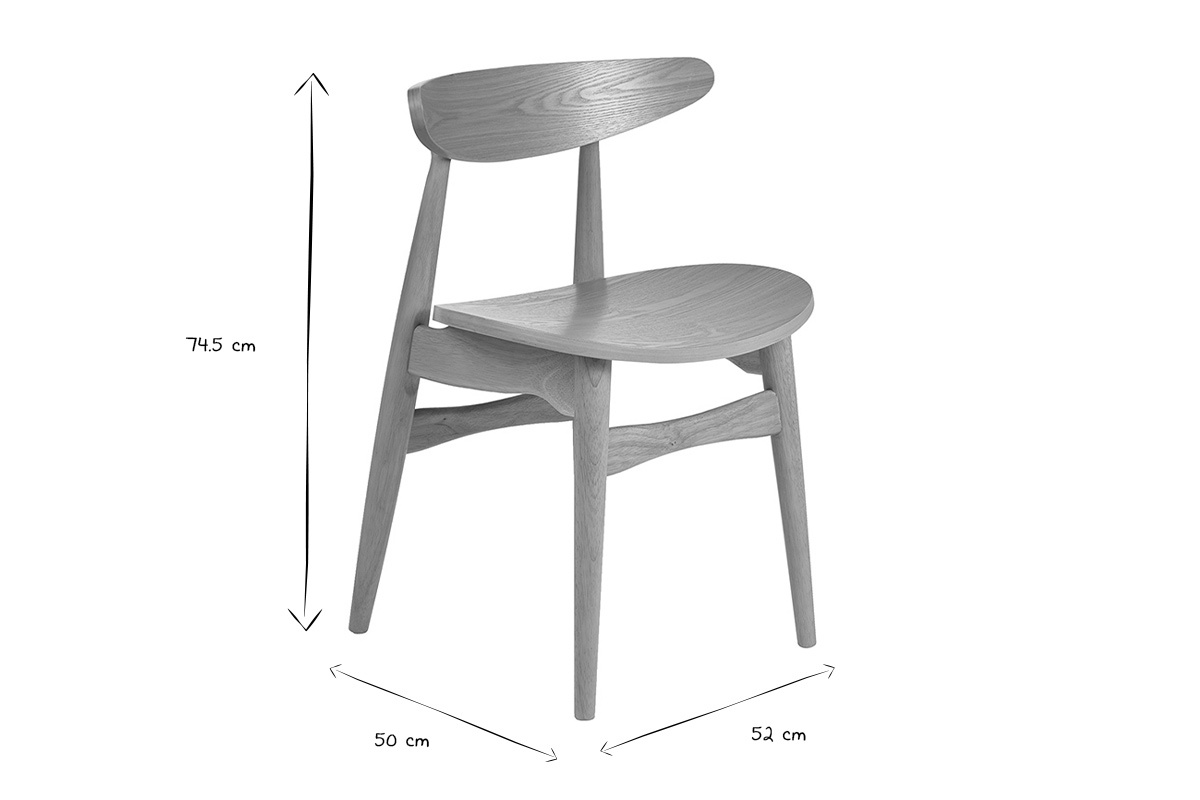 Abmessungen der skandinavischen St�hle aus hellem Holz WALFORD: H�he 74,5 cm, Breite 50 cm, Tiefe 52 cm.