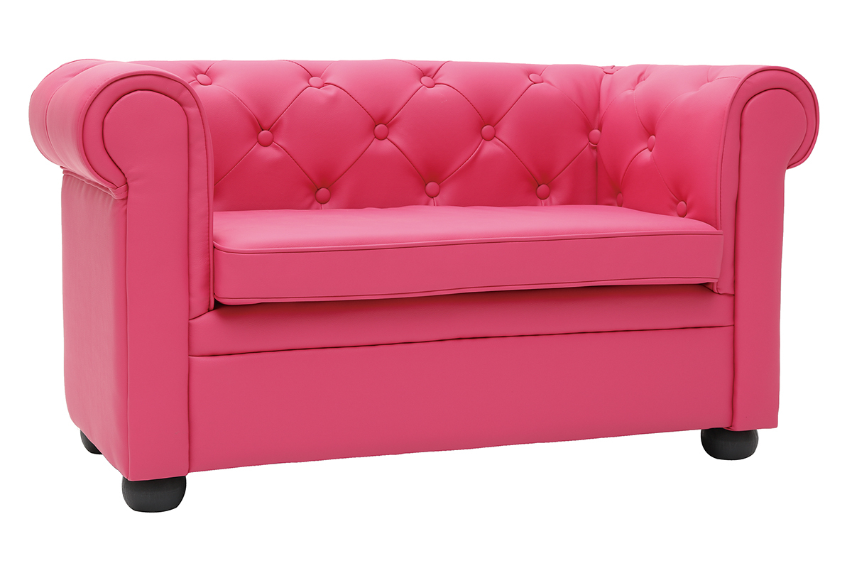 Himbeerfarbenes Kindersofa mit 2 Sitzpltzen - BABY CHESTERFIELD