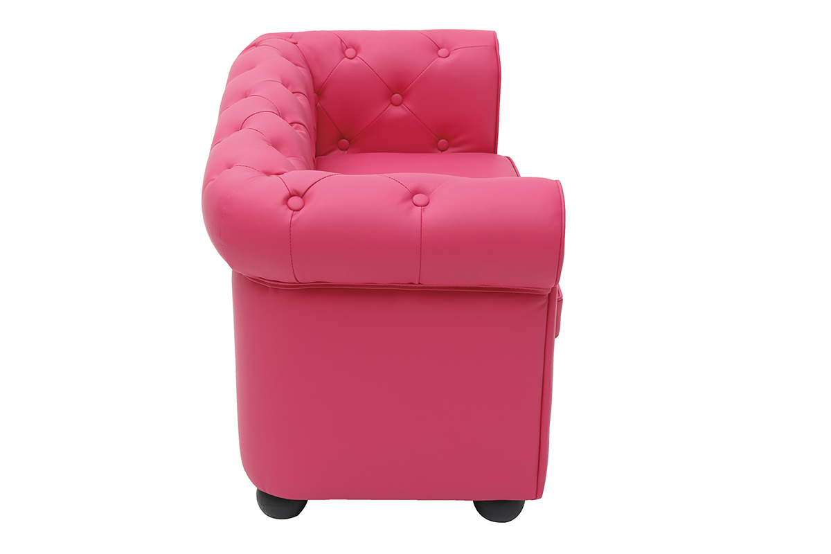 Himbeerfarbenes Kindersofa mit 2 Sitzpltzen - BABY CHESTERFIELD