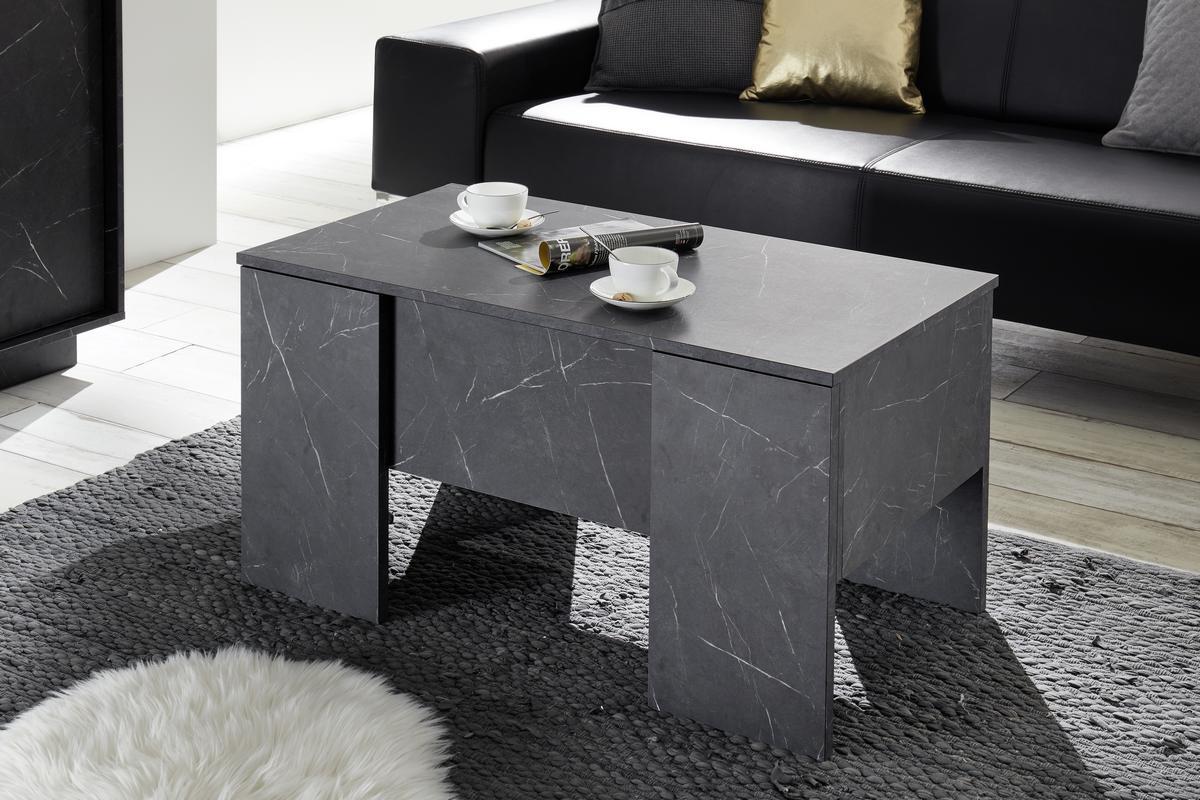 Hochklappbarer Designer-Couchtisch schwarz Marmoreffekt L92 cm CARRA