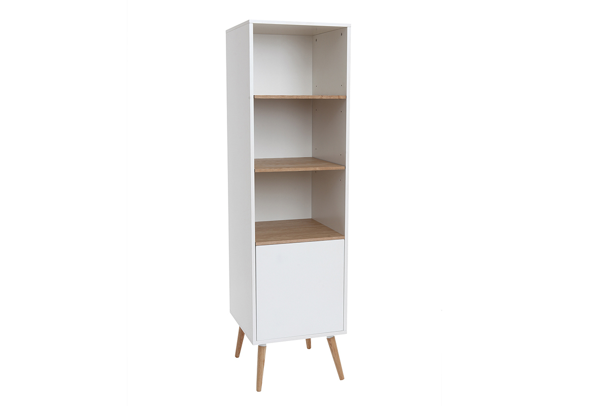 Hochschrank Badezimmer wei und Holz TOTEM