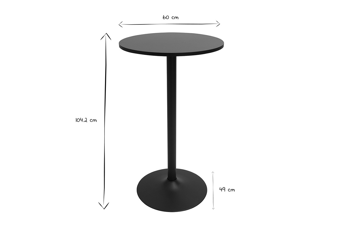 Hochwertiger runder Design-Hochtisch in Schwarz 60 cm CALISTA