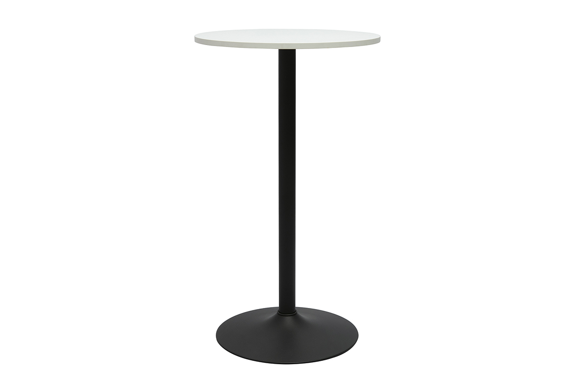 Hochwertiger runder wei-schwarzer Design-Hochtisch D60 cm CALISTA