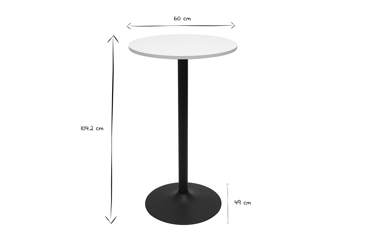 Hochwertiger runder wei-schwarzer Design-Hochtisch D60 cm CALISTA